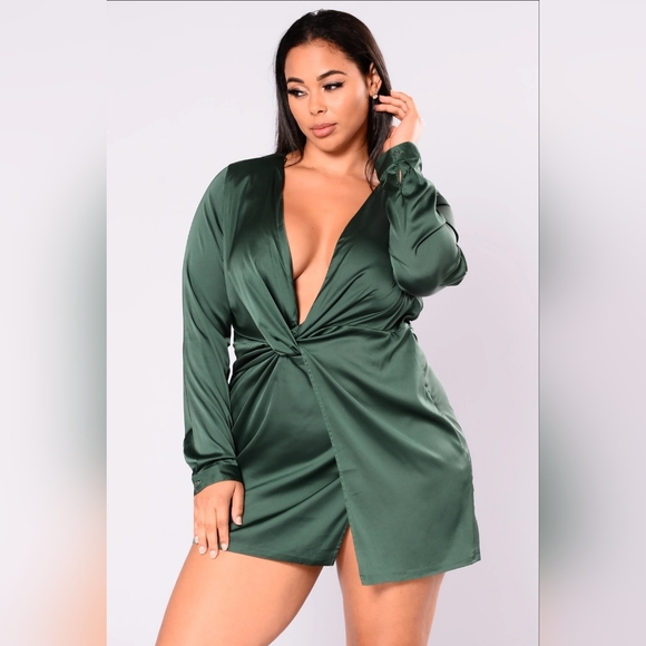 Fashion Nova Sugar Free Dress - Hunter Green, Size 1X - Picture 2 of 8